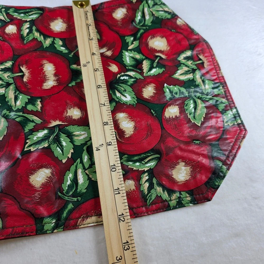 Vintage Apple Print Vinyl Placemats Set of 6 Red Green Fruit Country Kitchen